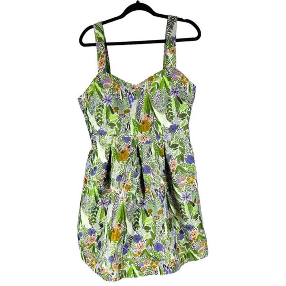 ModCloth Spring Garden Fling Fit & Flare Dress Size 12 Embossed Pleated Lined